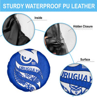 Uruguay Spare Tire Cover with Owl Illustration Blue White Abstract Motion Design - Wonder Print Shop