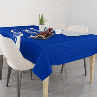 Uruguay Tablecloth with Owl Illustration Blue White Abstract Motion Design - Wonder Print Shop