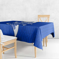 Uruguay Tablecloth with Owl Illustration Blue White Abstract Motion Design - Wonder Print Shop
