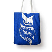Uruguay Tote Bag with Owl Illustration Blue White Abstract Motion Design - Wonder Print Shop