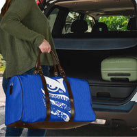 Uruguay Travel Bag with Owl Illustration Blue White Abstract Motion Design - Wonder Print Shop