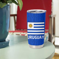 Uruguay Tumbler Cup with Owl Illustration Blue White Abstract Motion Design - Wonder Print Shop