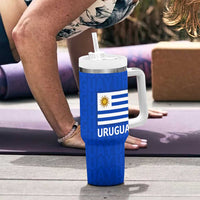 Uruguay Tumbler With Handle with Owl Illustration Blue White Abstract Motion Design - Wonder Print Shop