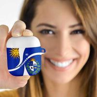 Uruguay AirPods Case with National Emblem and Sun Symbol Blue White Wave - Wonder Print Shop