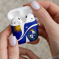 Uruguay AirPods Case with National Emblem and Sun Symbol Blue White Wave - Wonder Print Shop