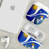 Uruguay AirPods Case with National Emblem and Sun Symbol Blue White Wave - Wonder Print Shop