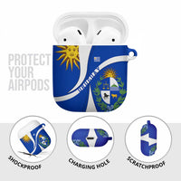 Uruguay AirPods Case with National Emblem and Sun Symbol Blue White Wave - Wonder Print Shop
