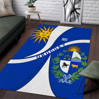 Uruguay Area Rug with National Emblem and Sun Symbol Blue White Wave - Wonder Print Shop