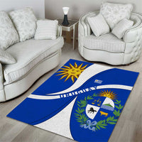Uruguay Area Rug with National Emblem and Sun Symbol Blue White Wave - Wonder Print Shop