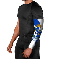 Uruguay Arm Sleeves with National Emblem and Sun Symbol Blue White Wave - Wonder Print Shop