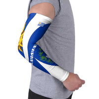 Uruguay Arm Sleeves with National Emblem and Sun Symbol Blue White Wave - Wonder Print Shop