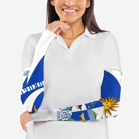 Uruguay Arm Sleeves with National Emblem and Sun Symbol Blue White Wave - Wonder Print Shop