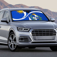 Uruguay Auto Sun Shade with National Emblem and Sun Symbol Blue White Wave - Wonder Print Shop