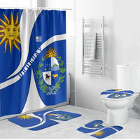 Uruguay Bathroom Set with National Emblem and Sun Symbol Blue White Wave - Wonder Print Shop