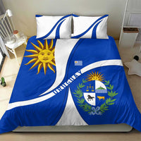 Uruguay Bedding Set with National Emblem and Sun Symbol Blue White Wave - Wonder Print Shop