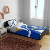 Uruguay Bedding Set with National Emblem and Sun Symbol Blue White Wave - Wonder Print Shop