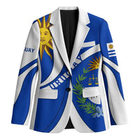 Uruguay Blazer with National Emblem and Sun Symbol Blue White Wave - Wonder Print Shop