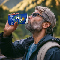 Uruguay 4 in 1 Can Cooler Tumbler with National Emblem and Sun Symbol Blue White Wave - Wonder Print Shop