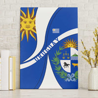 Uruguay Canvas Wall Art with National Emblem and Sun Symbol Blue White Wave - Wonder Print Shop