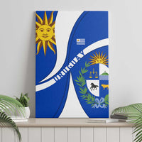 Uruguay Canvas Wall Art with National Emblem and Sun Symbol Blue White Wave - Wonder Print Shop