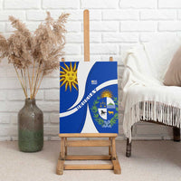 Uruguay Canvas Wall Art with National Emblem and Sun Symbol Blue White Wave - Wonder Print Shop