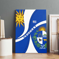 Uruguay Canvas Wall Art with National Emblem and Sun Symbol Blue White Wave - Wonder Print Shop