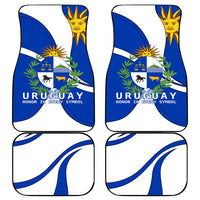 Uruguay Car Mats with National Emblem and Sun Symbol Blue White Wave - Wonder Print Shop