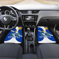 Uruguay Car Mats with National Emblem and Sun Symbol Blue White Wave - Wonder Print Shop