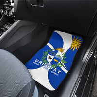 Uruguay Car Mats with National Emblem and Sun Symbol Blue White Wave - Wonder Print Shop