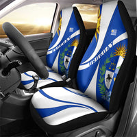 Uruguay Car Seat Cover with National Emblem and Sun Symbol Blue White Wave - Wonder Print Shop