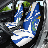 Uruguay Car Seat Cover with National Emblem and Sun Symbol Blue White Wave - Wonder Print Shop