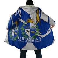 Uruguay Cloak with National Emblem and Sun Symbol Blue White Wave - Wonder Print Shop