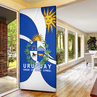 Uruguay Door Cover with National Emblem and Sun Symbol Blue White Wave - Wonder Print Shop