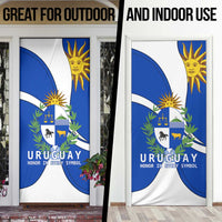 Uruguay Door Cover with National Emblem and Sun Symbol Blue White Wave - Wonder Print Shop