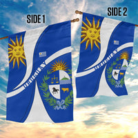Uruguay Garden Flag with National Emblem and Sun Symbol Blue White Wave - Wonder Print Shop