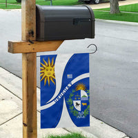 Uruguay Garden Flag with National Emblem and Sun Symbol Blue White Wave - Wonder Print Shop