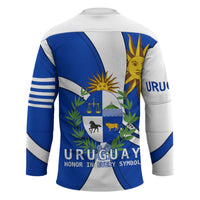 Uruguay Hockey Jersey with National Emblem and Sun Symbol Blue White Wave - Wonder Print Shop