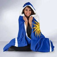 Uruguay Hooded Blanket with National Emblem and Sun Symbol Blue White Wave - Wonder Print Shop