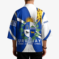 Uruguay Kimono with National Emblem and Sun Symbol Blue White Wave - Wonder Print Shop