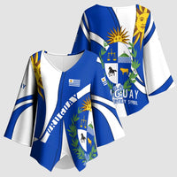 Uruguay Kimono Sleeve Blouse with National Emblem and Sun Symbol Blue White Wave - Wonder Print Shop