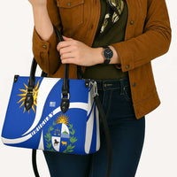 Uruguay Leather Bag with National Emblem and Sun Symbol Blue White Wave - Wonder Print Shop