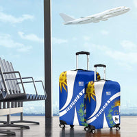 Uruguay Luggage Cover with National Emblem and Sun Symbol Blue White Wave - Wonder Print Shop