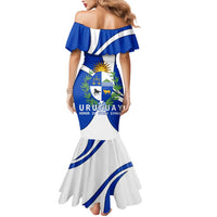 Uruguay Mermaid Dress with National Emblem and Sun Symbol Blue White Wave - Wonder Print Shop