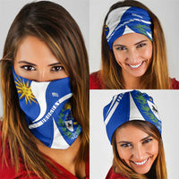 Uruguay Neck Gaiter with National Emblem and Sun Symbol Blue White Wave - Wonder Print Shop