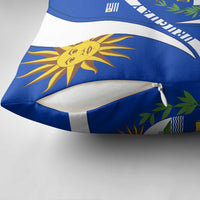 Uruguay Pillow Cover with National Emblem and Sun Symbol Blue White Wave - Wonder Print Shop