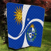 Uruguay Quilt with National Emblem and Sun Symbol Blue White Wave - Wonder Print Shop