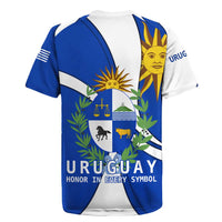 Uruguay Rugby Jersey with National Emblem and Sun Symbol Blue White Wave - Wonder Print Shop