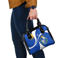 Uruguay Shoulder Handbag with National Emblem and Sun Symbol Blue White Wave - Wonder Print Shop