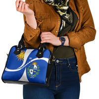 Uruguay Shoulder Handbag with National Emblem and Sun Symbol Blue White Wave - Wonder Print Shop