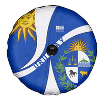 Uruguay Spare Tire Cover with National Emblem and Sun Symbol Blue White Wave - Wonder Print Shop